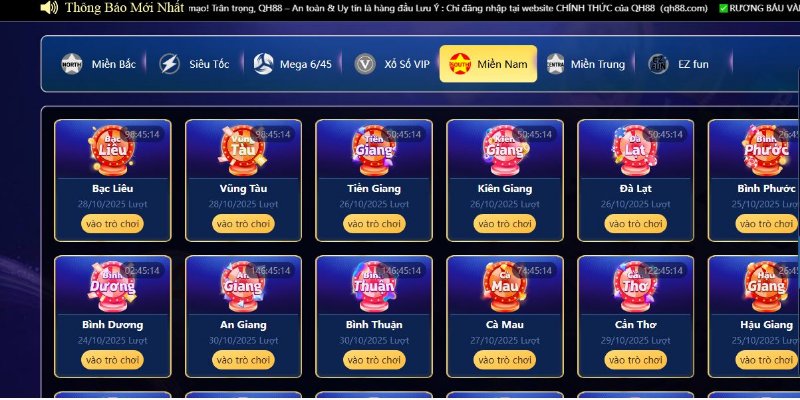 Sảnh xổ số Qh88 tự do lựa chọn nhiều hình thức trải nghiệm theo sở thích